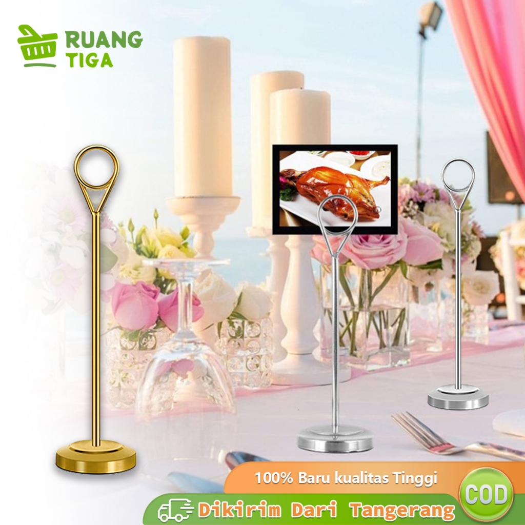 

25cm Tiang Nomor Meja Stainless Menu Stand Table Number Holder Stand
