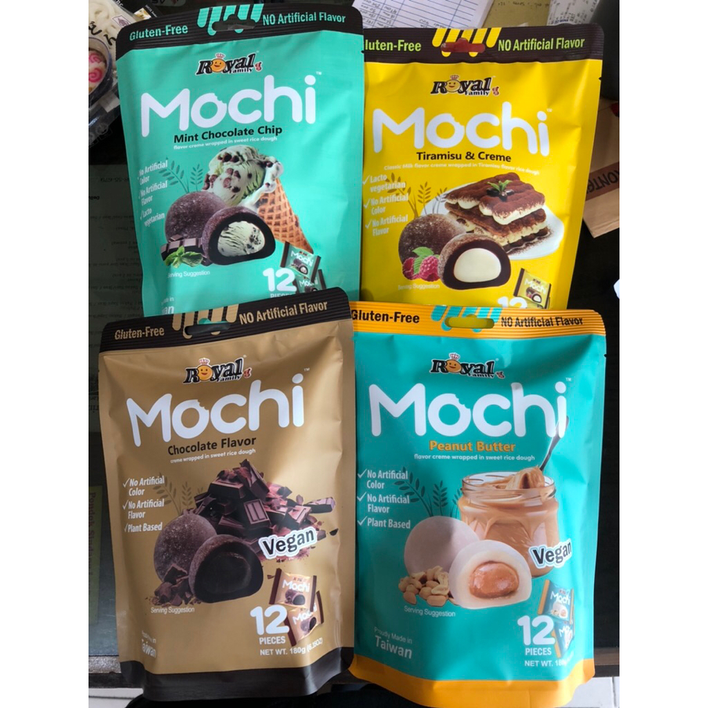 

Royal Family Mochi 180g Chocolate / Peanut Butter / Mint Choco / Tiramisu & Creme