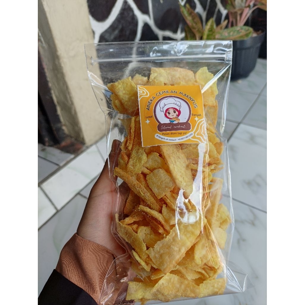 

aneka cemilan maknyus | keripik singkong rebus renyah jadul rasa jagung manis