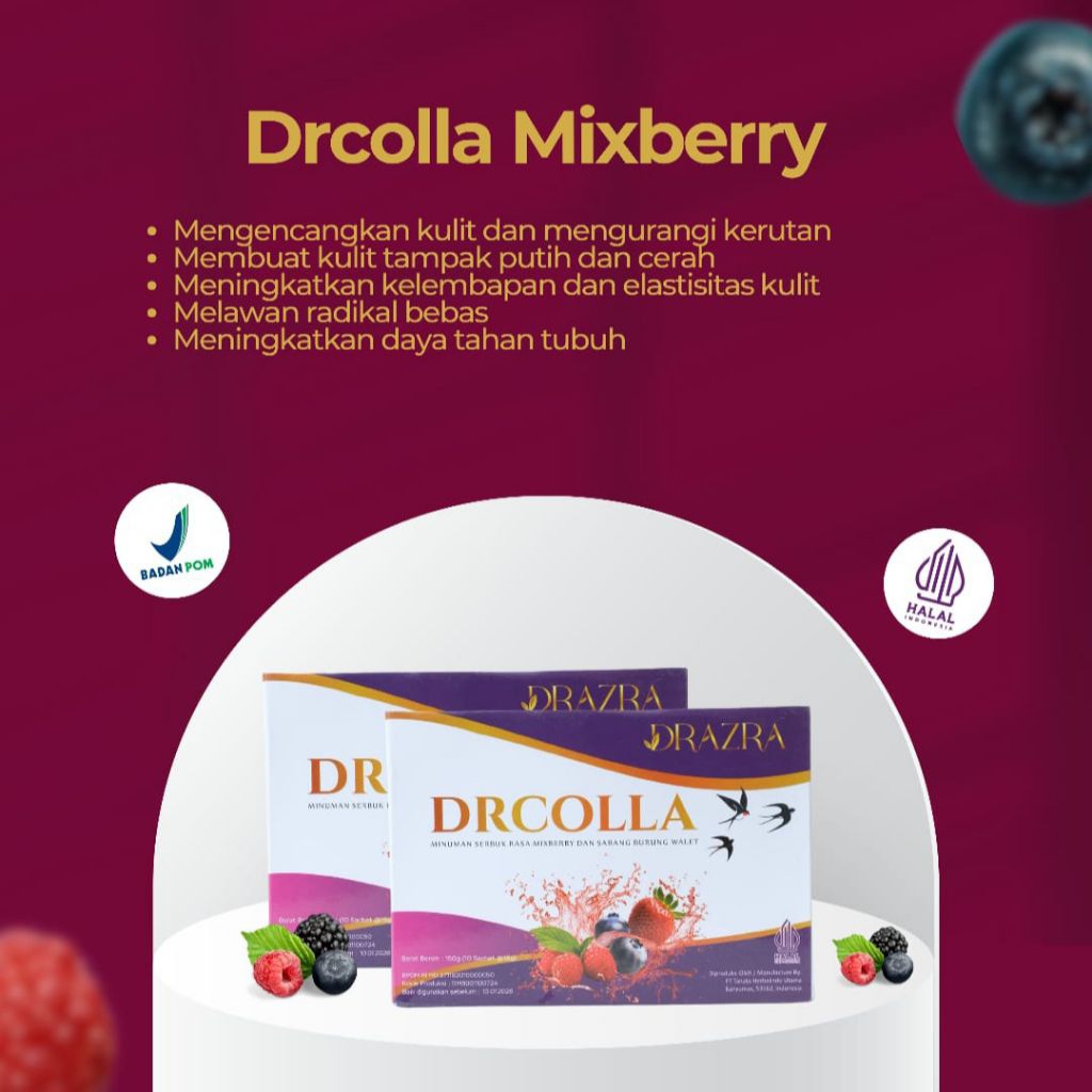 

100% Premium DRCOLLA Minuman Serbuk Rasa Mixberry & Sarang Burung Walet by DRAZRA