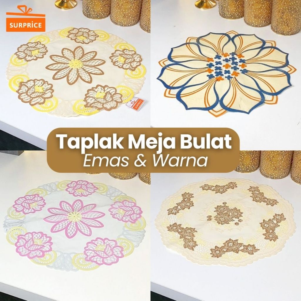 Surprice Taplak Meja Bulat / Tatakan Piring Meja Makan / Alas Piring Tablemat / Taplak Meja Tamu Ele