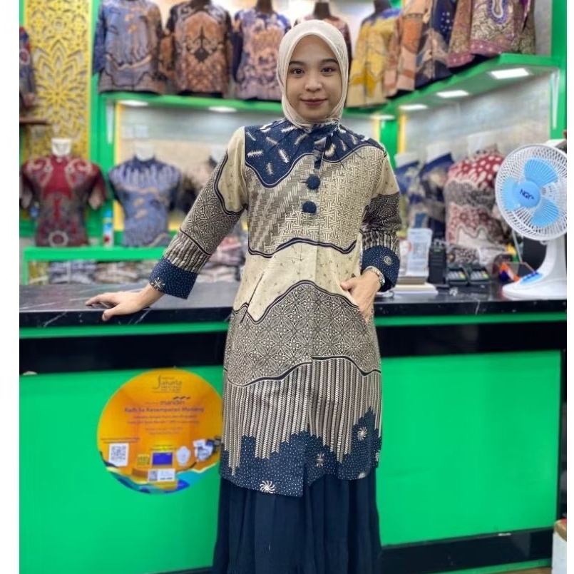 Tunik batik qistina lapis trikot putri malu katun