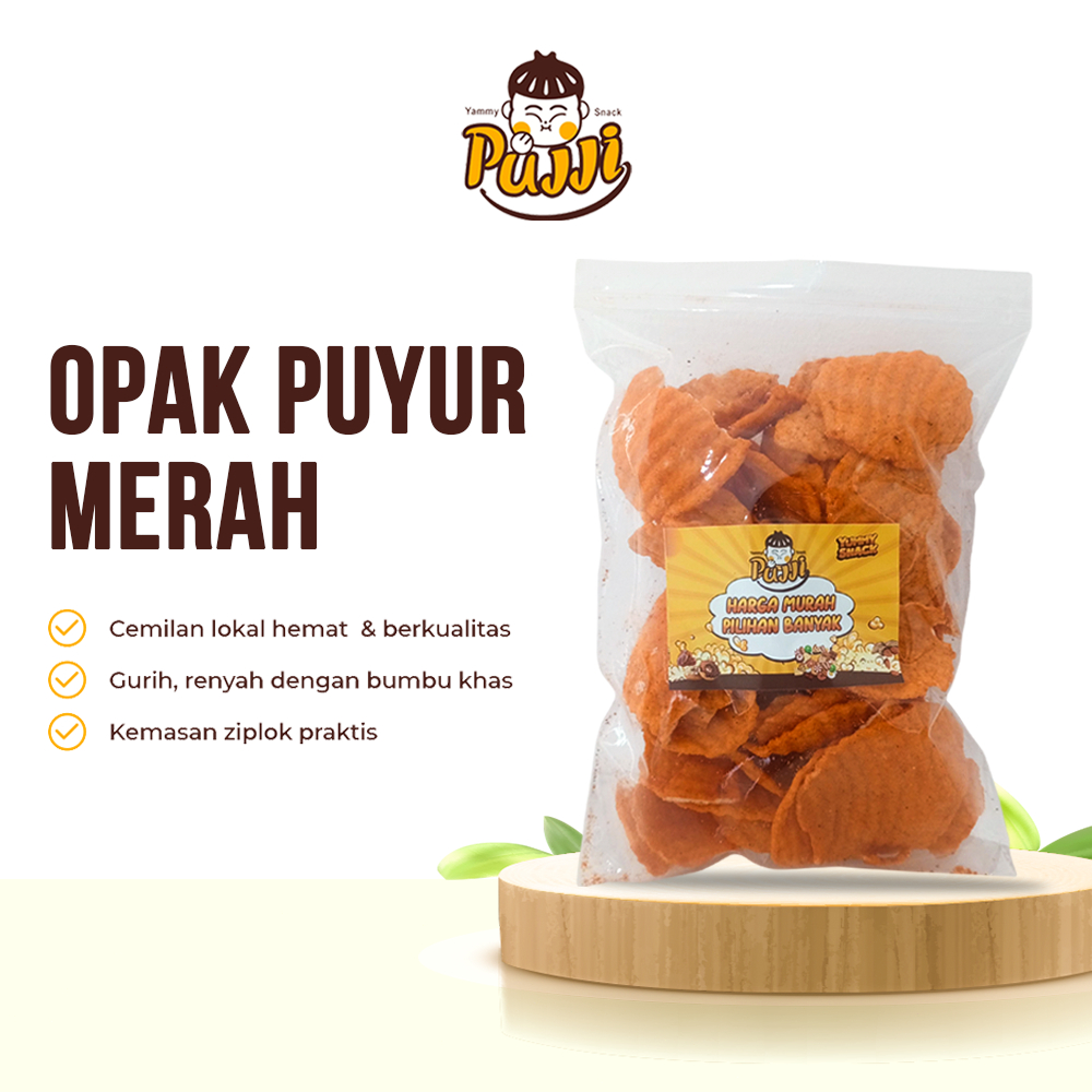 

PUJJI Snack - Opak Puyur Merah 120gr / Snack Pedas Gurih / Snack Kiloan