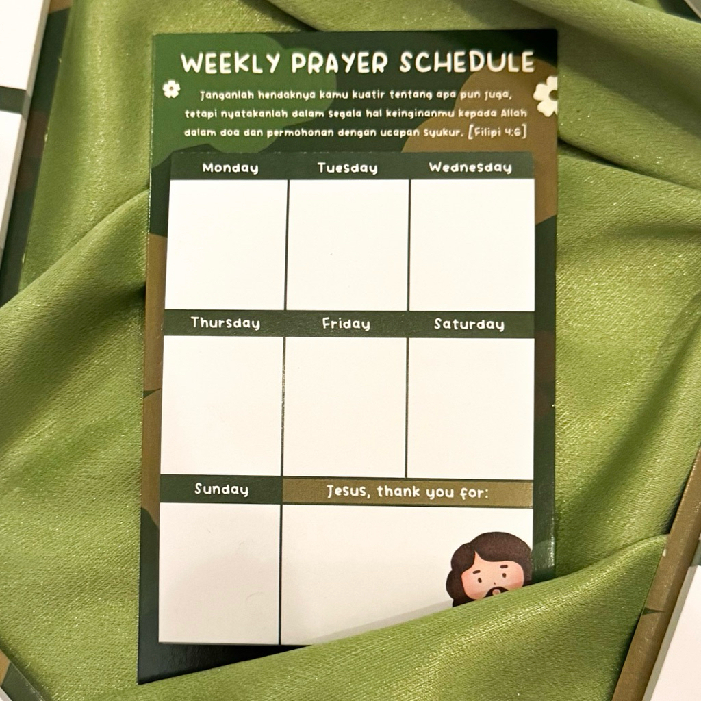 

Weekly Prayer Schedule Memopad by Psalms LAB | Catatan Doa | Christian Gifts | Gift CG FUN | Note Doa Mingguan
