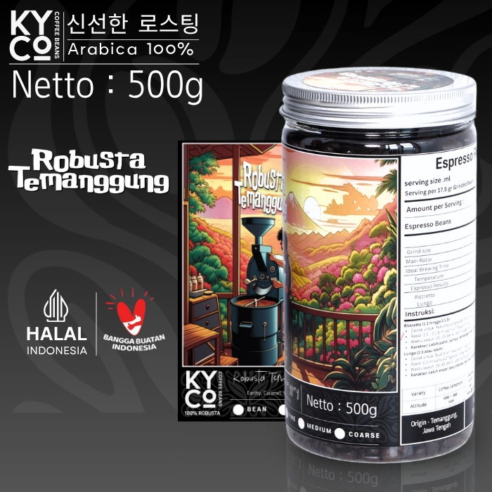 

Biji Kopi Robusta Temanggung 500 gram - Espresso Beans Grade 1 | Roast Beans | Mokapot | Medium Dark Roast | Kopi Susu | Blend Kopi | Kiyowo Coffee Roastery