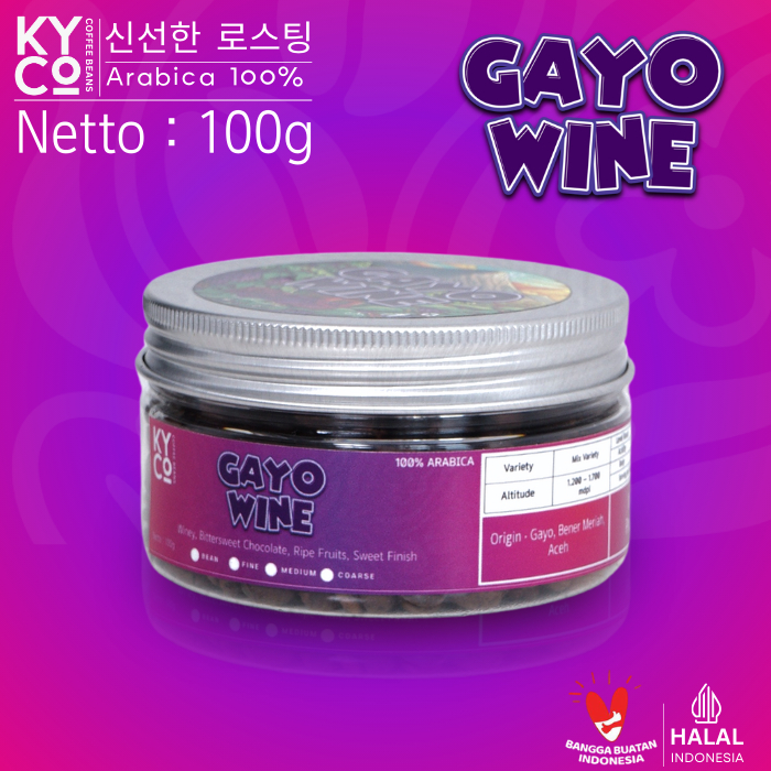 

Biji Kopi Arabika Gayo Wine 100 gram - Specialty Coffee | Roast Beant | Gayo Aceh | Medium Roast | Kiyowo Coffee Roastery