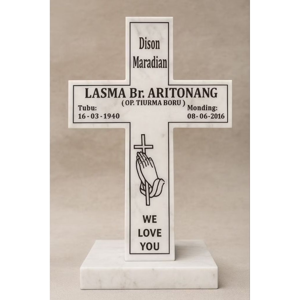 Batu Nisan Salib Marmer putih