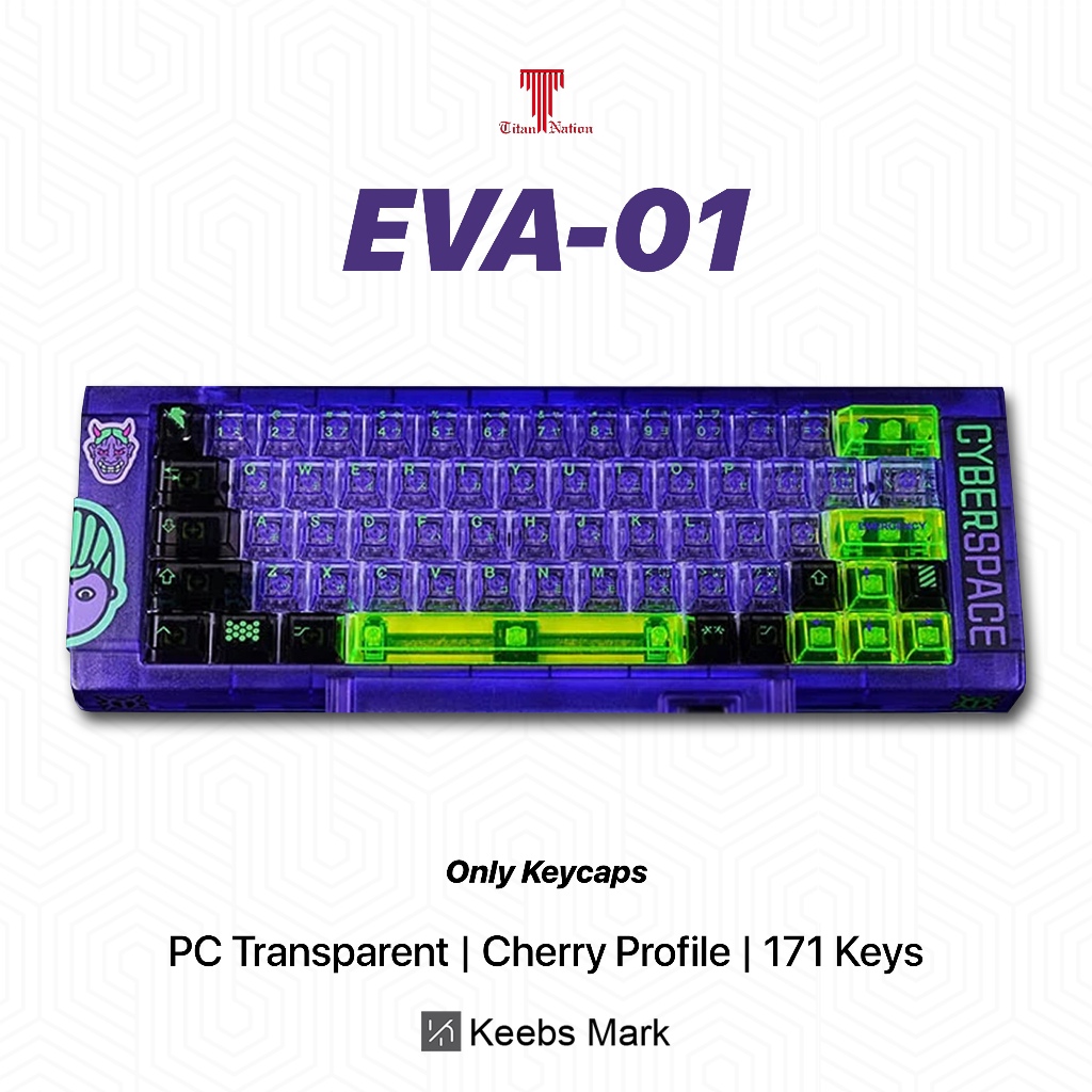 Titan Nation EVA-01 Keycaps Polycarbonate Cherry Profile 171 Keys Keycaps Mechanical Keyboard