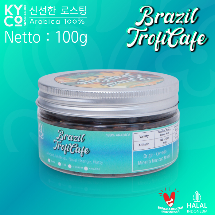 

Biji Kopi Arabika Brazil Trofi Cafe 100 gram - Impor Beans Grade 1 | Roast Beans | Brewing | Medium Roast | Fillter | Blend Kopi | Kiyowo Coffee Roastery - BIJI