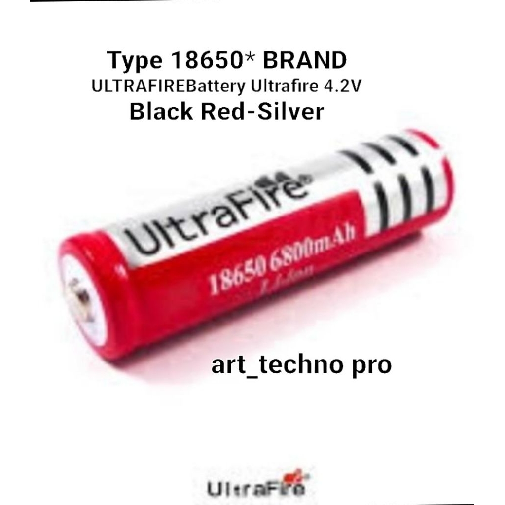 Type 18650* BRAND ULTRAFIREBattery Ultrafire 4.2V Black Red-Silver 6800mah