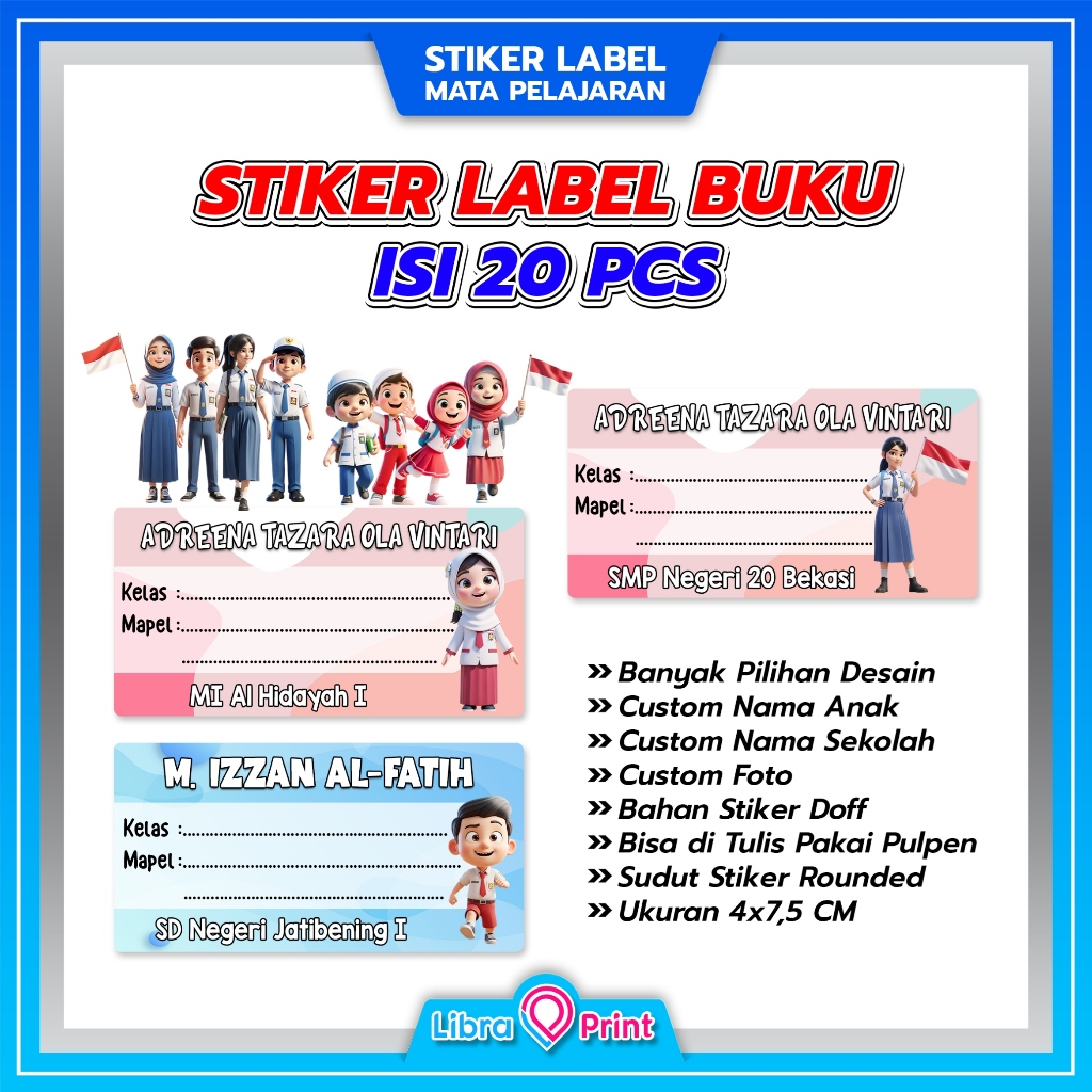 

[ISI 20 PCS] MPS - STIKER LABEL MATA PELAJARAN BUKU SEKOLAH CUSTOM FOTO