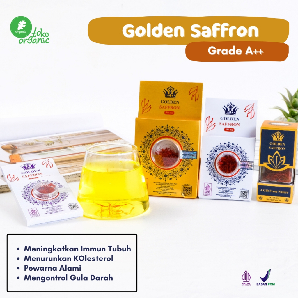 

Golden Saffron Safron Super Negin (Grade A++) Saffron Original BPOM & Halal Verified, Saffron Premium