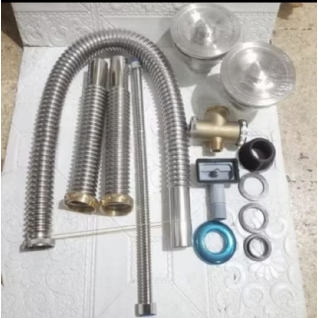 Selang Bak Cuci Piring Stainless 2 Lubang/Selang Pembuangan Bak Cuci Piring 2 Lubang Stainless
