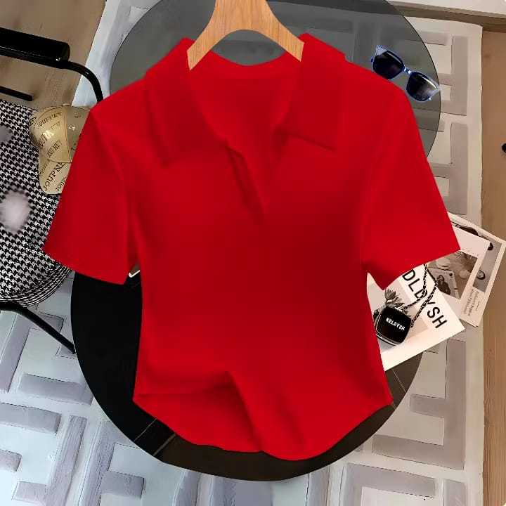 Kaos Crop Top Polo Shirt Wanita lengan Pendek/Crop Top Polos kerah/Kaos Wanita/Atasan Berkerah