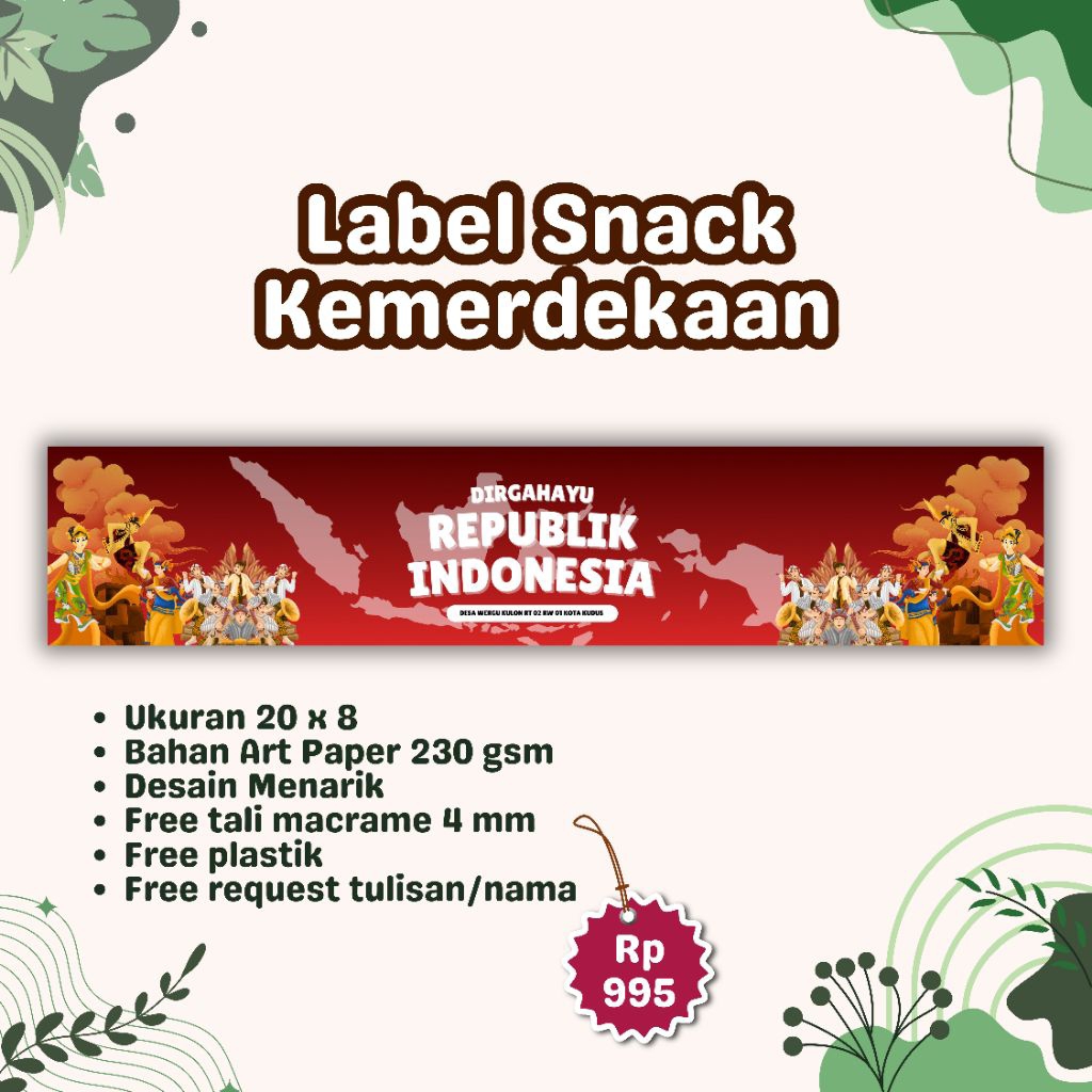 

Tas Label Jajan Snack Kemerdekaan 20x30 Free Tali dan Plastik