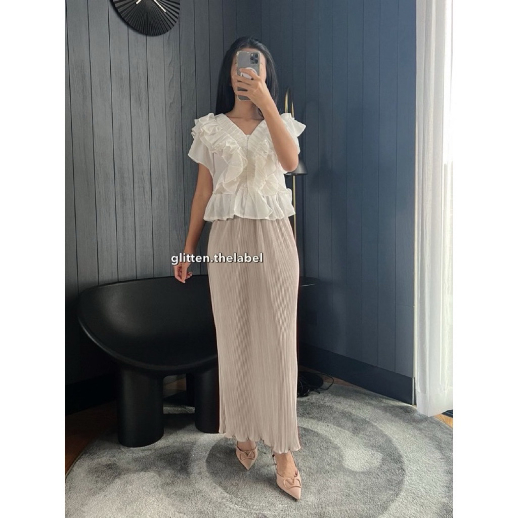 Rok Span Panjang Plisket Lidi wavy / Rok span Plisket wavy / Rok Plisket Lidi / Rok Wavy / Rok Span 