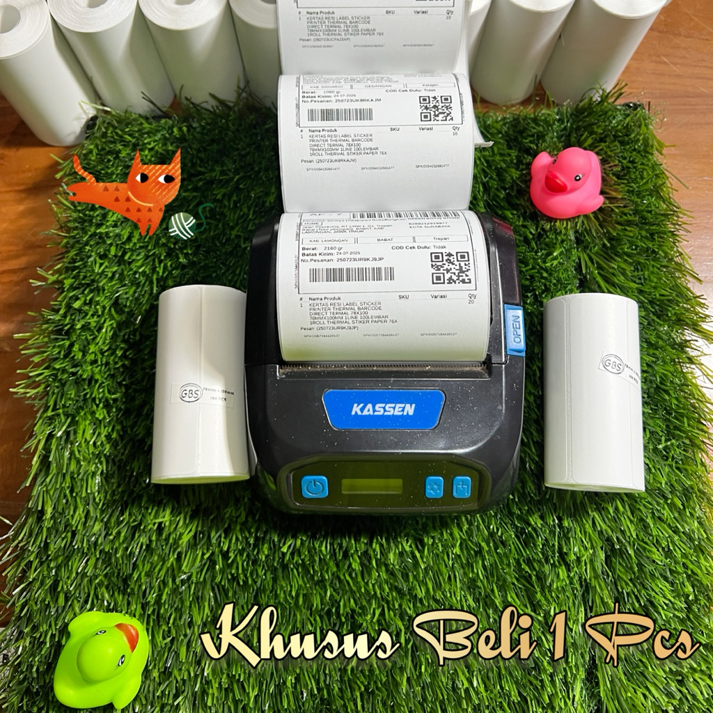 

《KHUSUS PEMBELIAN 1 PCS》KERTAS RESI LABEL STICKER PRINTER THERMAL BARCODE DIRECT TERMAL 78X100 78MMX100MM 1LINE 100LEMBAR 1ROLL THERMAL STIKER PAPER 76X100 80X100