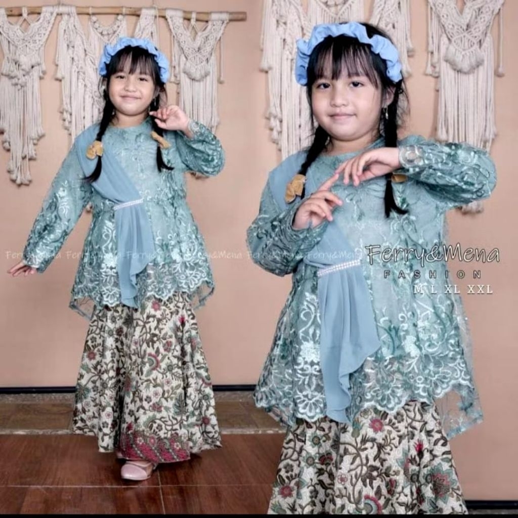 Setelan Kebaya Anak Selendang Plus Rok Duyung Anak Kebaya Tulle Anak Kebaya Anak Murah Baju Kebaya A
