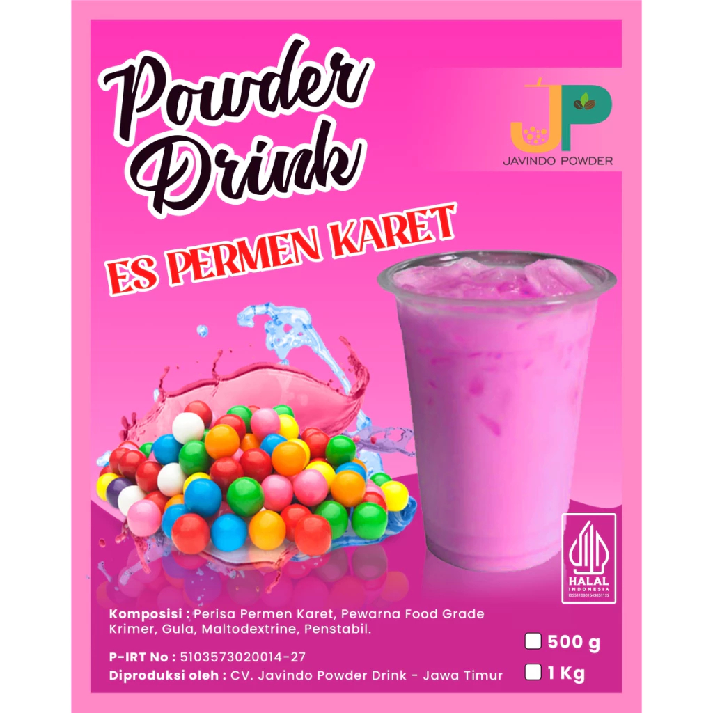 

JAVINDO Bubuk Minuman Rasa Es Permen Karet / Bubble Gum Pink 1Kg / 1 Kg Reguler - Javindo Powder