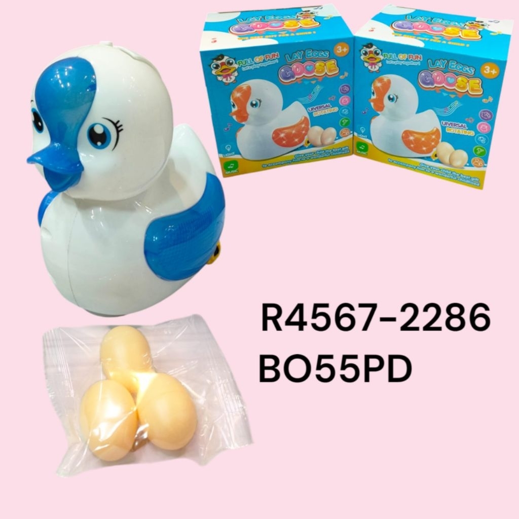 Mainan Bebek Bertelur Berjalan Lampu n Musik R4567 / Mainan Bebek musik dance / Mainan anak bayi beb