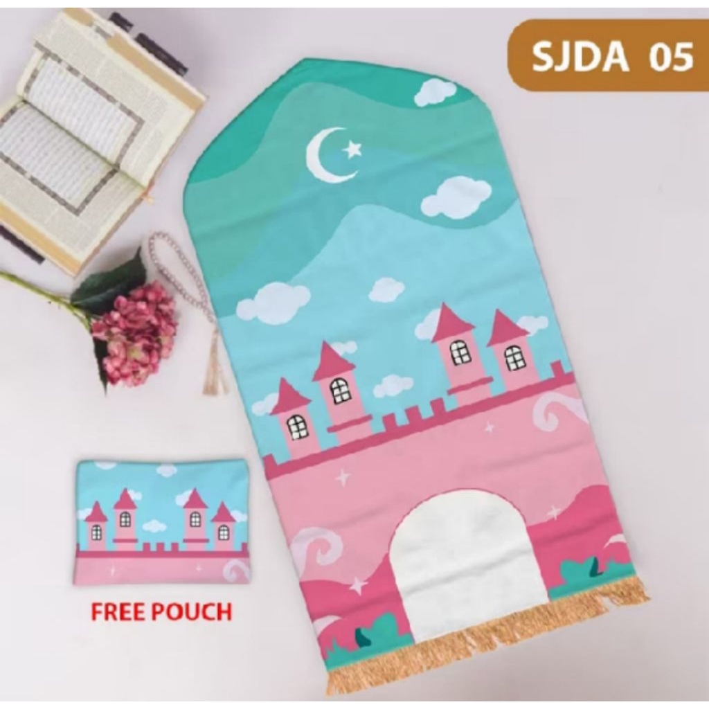 Sajadah anak Custom Nama anak laki laki perempuan motif karakter Anti slip premium cocok anak TK dan