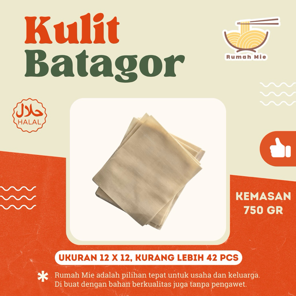 

Kulit Batagor | Batagor Bandung | Kulit Pangsit | Kulit Pangsit Halal (Kemasan 750 Gr) Ukuran 12 x 12 CM