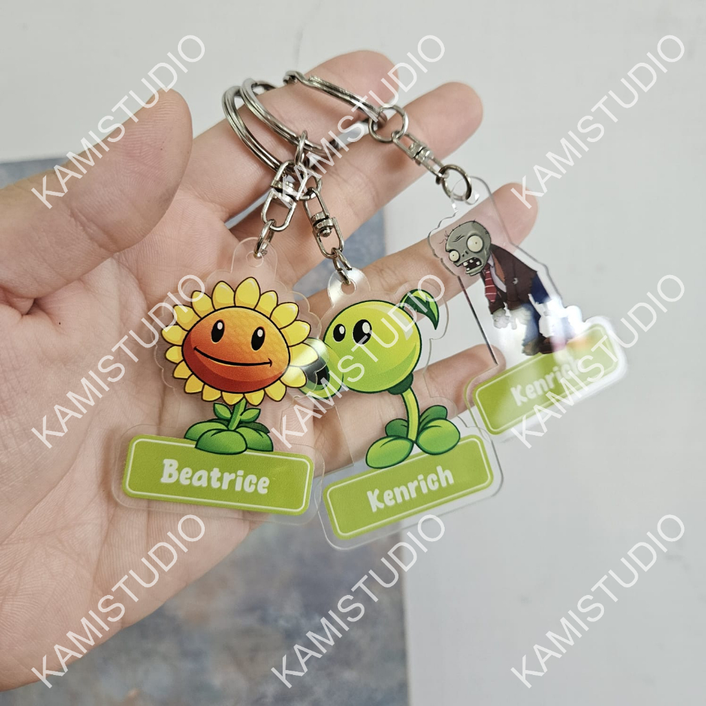 GAKUN PLANT VS ZOMBIE 2MM/ GANTUNGAN KUNCI PLANT VS ZOMBIE  / GANTUNGAN TAS NAMA / BAG TAG PRINTING 