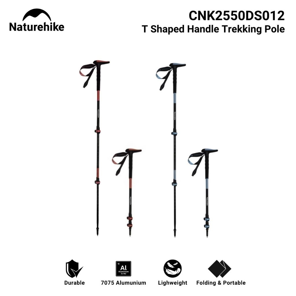 TREKKING POLE NATUREHIKE CNK2550DS012 T SHAPE HANDLE HOAR TREK BASE POLE 6061 ALUMUNIUM ALLOY WALKIN