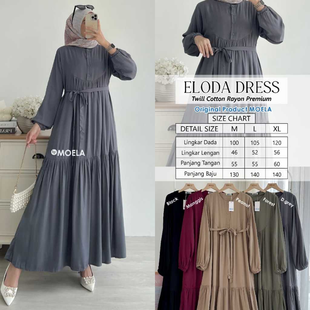 STOK BANYAK DRESS RAYON ORI MOELA / LD 120 LD 110 LD 100 ELODA PILOS BELIS SOLAS BUSUI