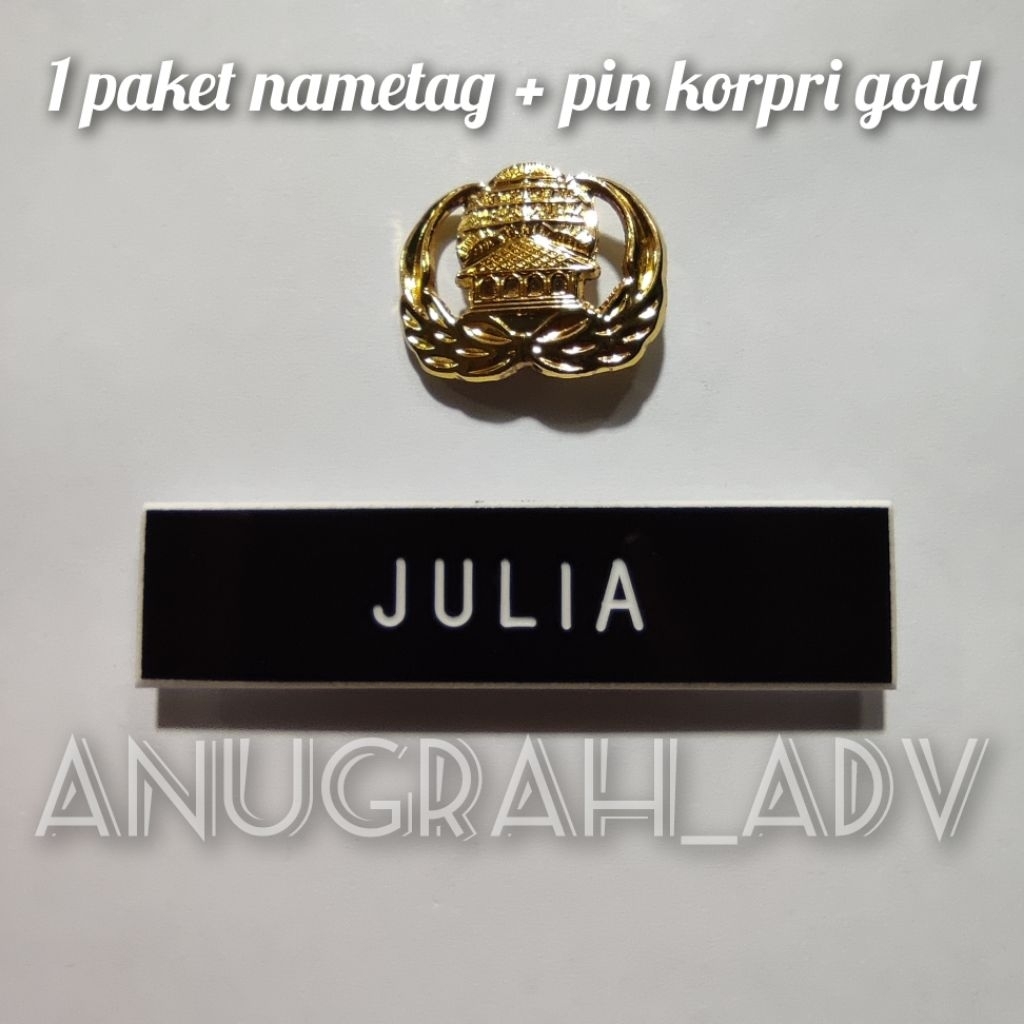 

[1PAKET]nametag PNS + pin korpri - nama custom, cocok untuk ASN / KORPRI
