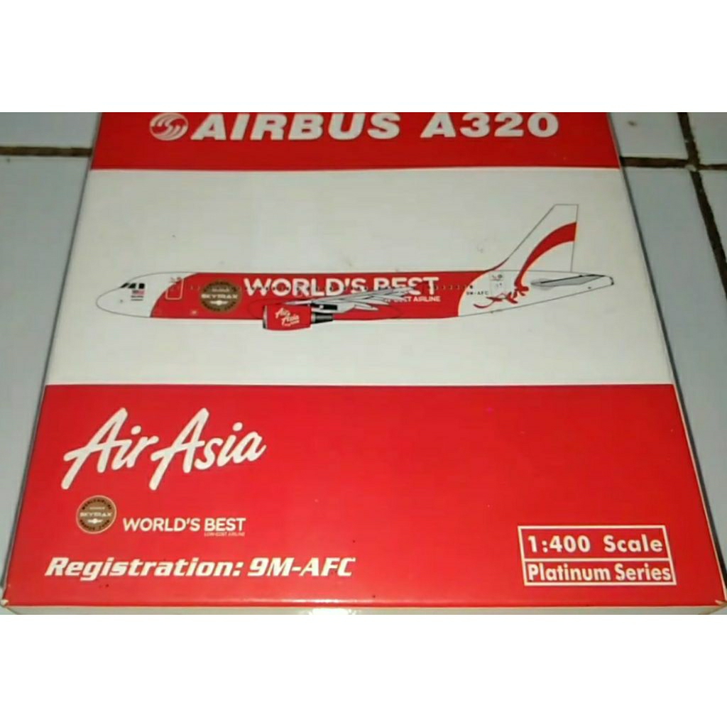 Diecast Pesawat RARE Air Asia World's Best Livery Airbus A320 9M-AFC Phoenix Original Scale 1/400