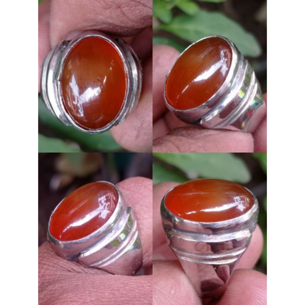 cincin batu akik yaman madu natural mban monel tanam