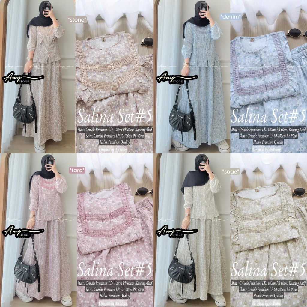 SALINA SET ATASAN DAN SKIRT CRINKLE PREMIUM LD 100 by ANY