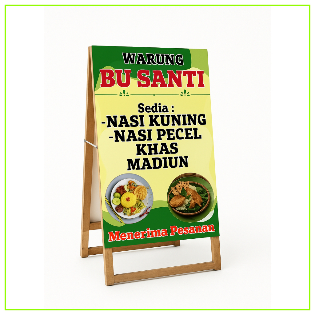 Stand A Banner Kayu 2 Sisi Fullset Warung Makan