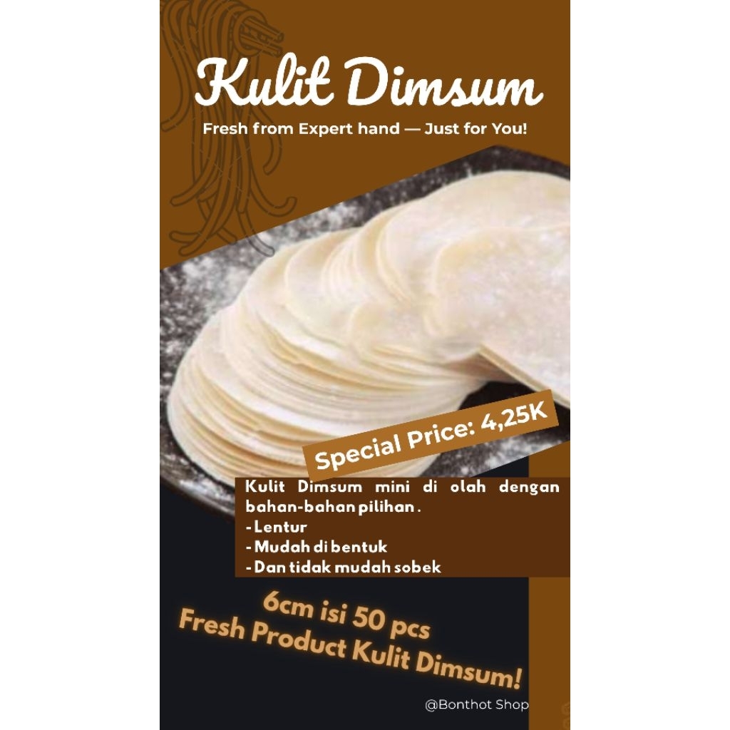 

Kulit Dimsum Mini Ukuran 6cm isi 50 Lembar Sangat cocok untuk pembuatan Dimsum, Gyoza, dan Siomay