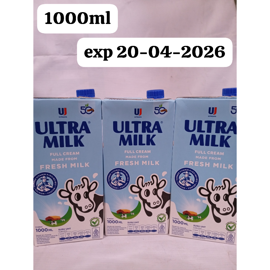 

Ultra Milk Susu UHT Full Cream 1000ml Plain 1 Liter