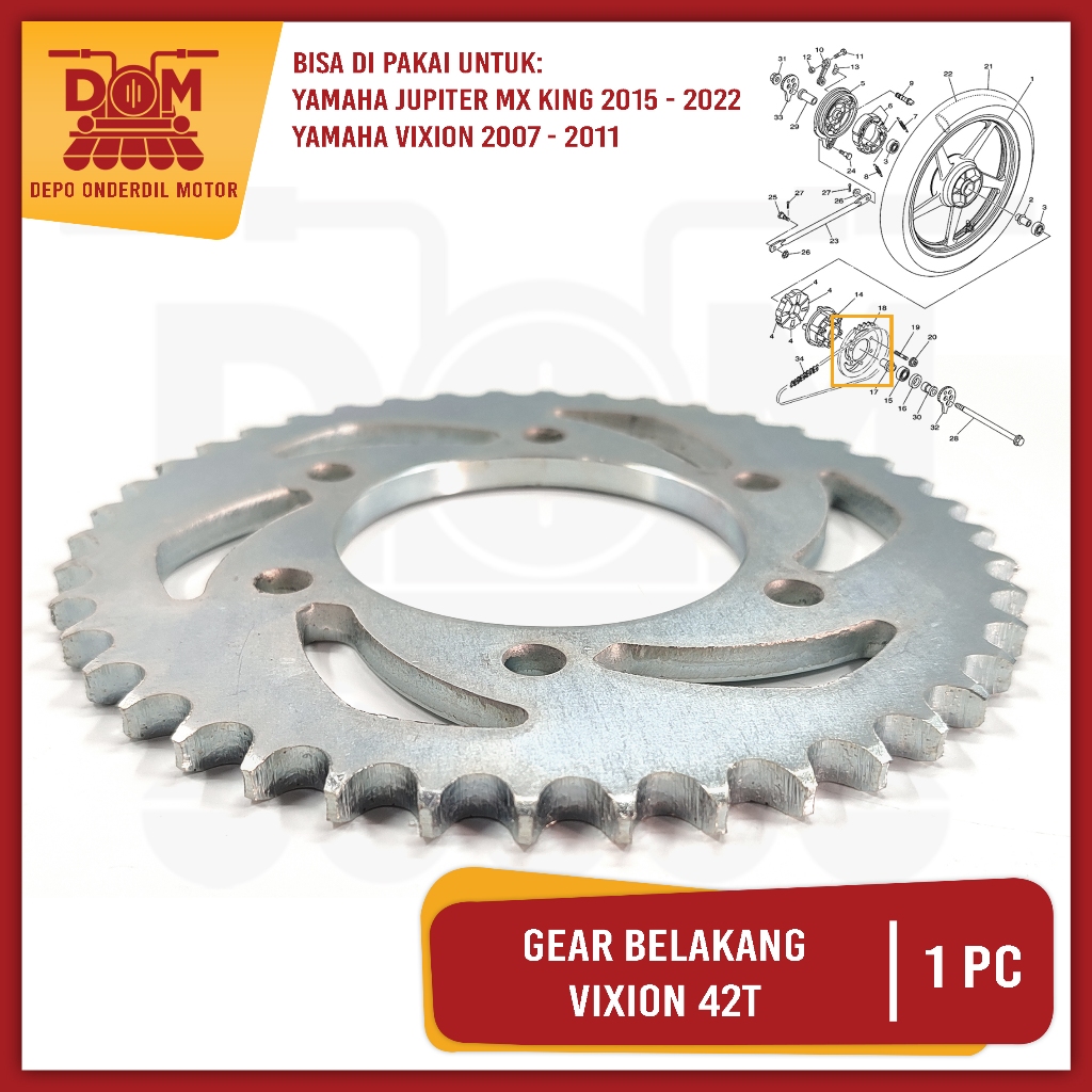 Gear Belakang Vixion 42T (PSP) Gigi Tarik Ger Gir Roda Belakang Rear Sprocket Vixion Old MX King