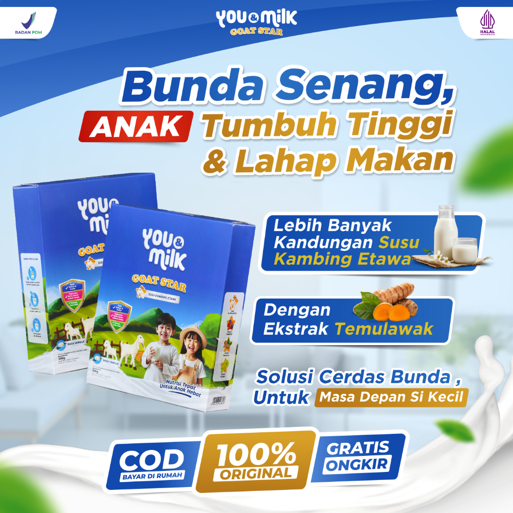 

YOU & MILK GOAT STAR 2 BOX Susu Anak Peningkat Nafsu Makan dan Tinggi Badan Anti GTM Petumbuhan Anak