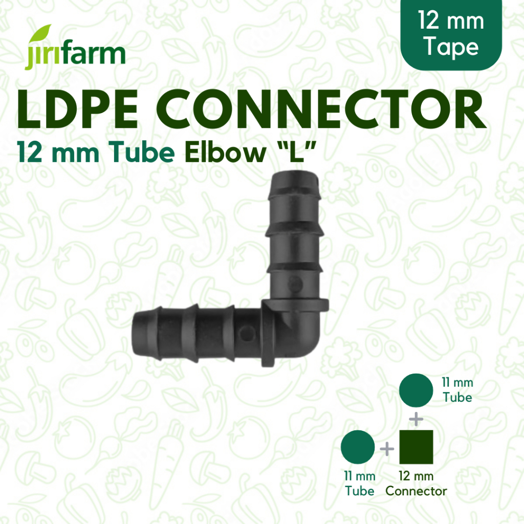 JIRIFARM - Barb Connector 12 mm - Elbow | Konektor Selang PE Irigasi Hidroponik - Elbow L 12mm