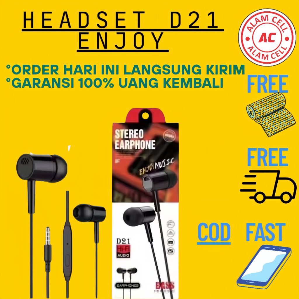 Headset Handsfree HF D21 Stereo Earphone
