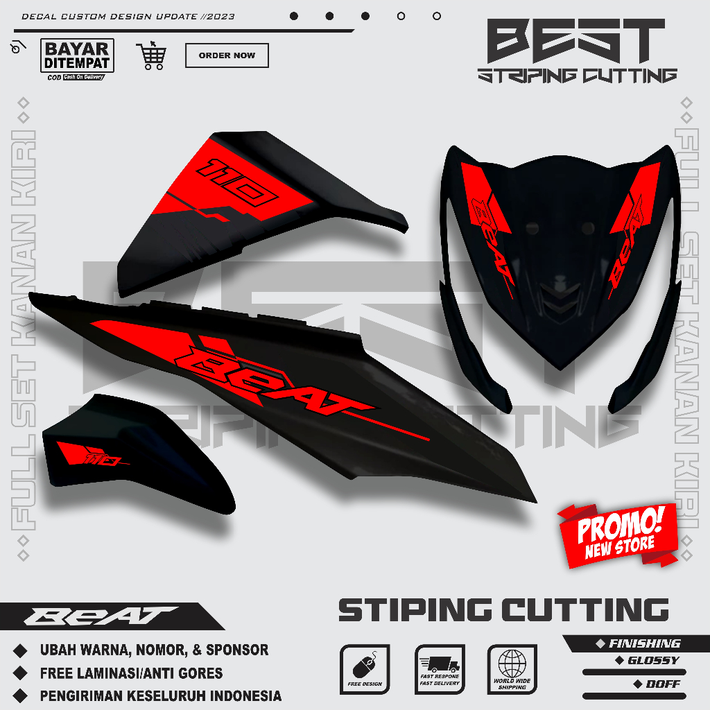 STRIPING CUTTING HONDA BEAT FI 2013 - 2015 | STRIPING STIKER CUTTING BEAT SIMPLE KODE m9