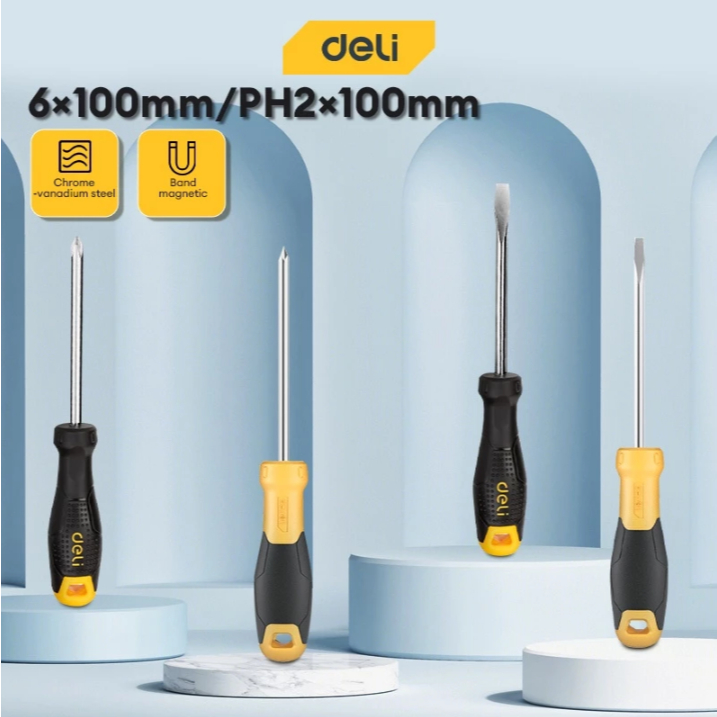 OBENG MINUS DELI | OBENG MINUS LENGKAP 3/75MM-8/300MM