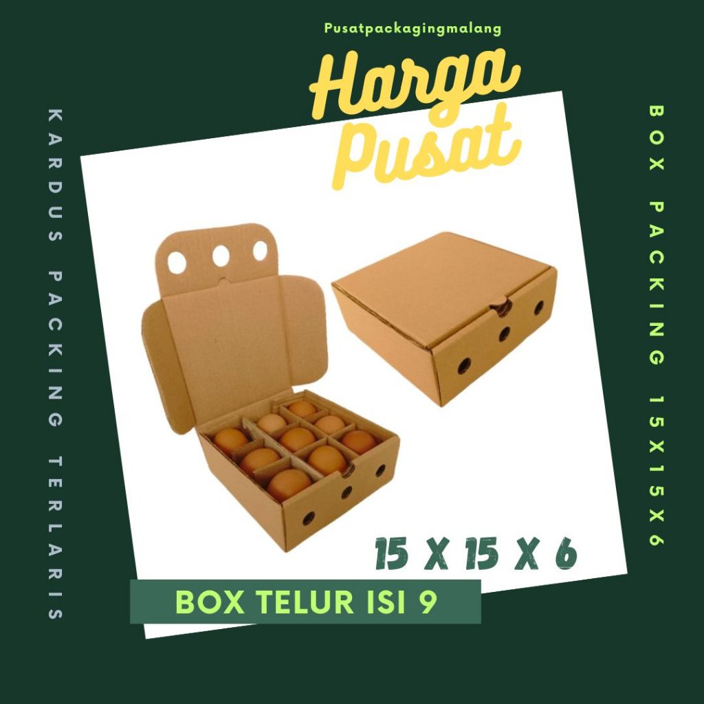 

Box 15x15x6 LD Kardus Telur isi 9 Packing Dus Telur Asin Kotak Kemasan Tray Endog Pusat Packaging