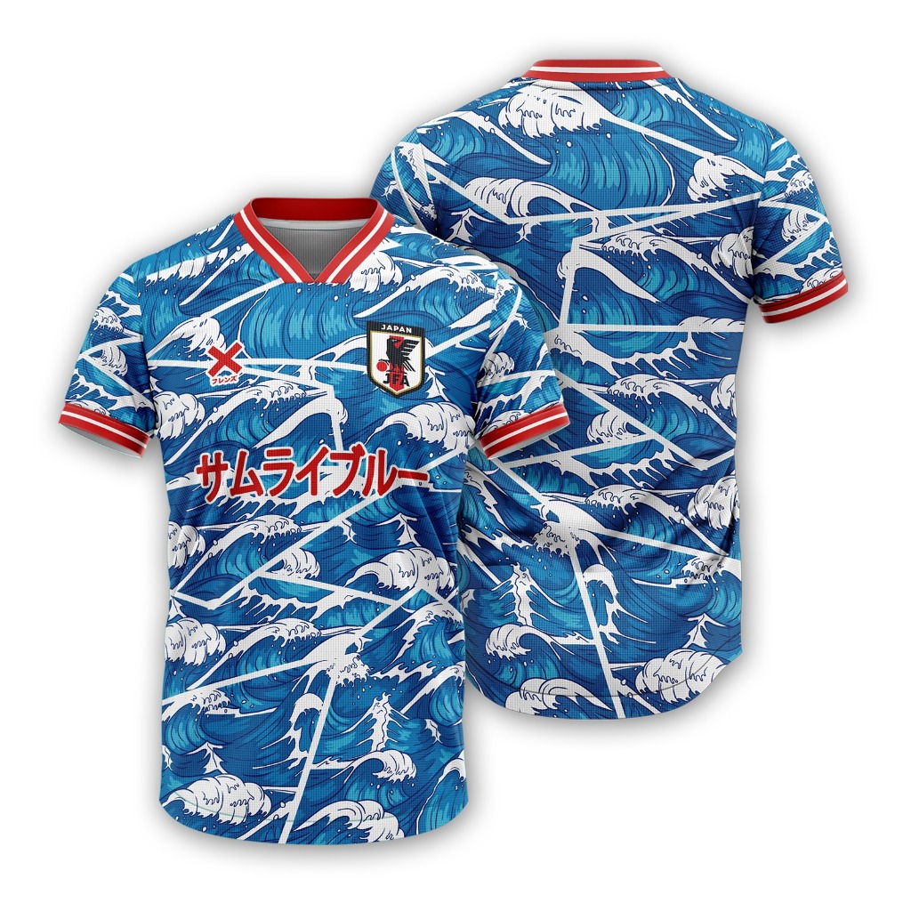 JERSEY JAPAN / JERSEY SAMURAI BIRU / JERSEY VINTAGE/ JERSEY RETRO / JERSEY FOOTBALL KUALITAS PREMIUM