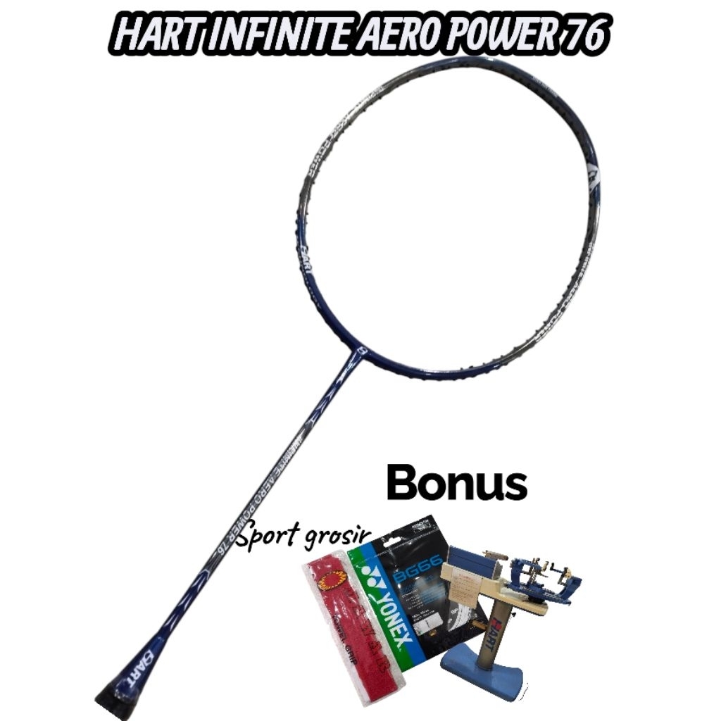 RAKET ORIGINAL HART INFINITE AERO POWER 76,78 BONUS GRIP+SENAR+PASANG SENAR