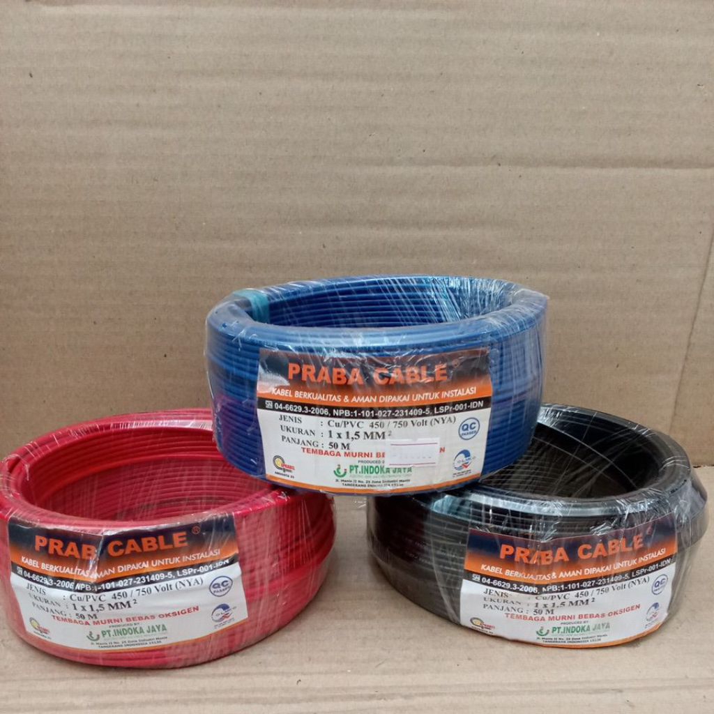 Kabel NYA Praba 1 x 1,5 / kabel Tembaga praba NYA 1x1,5 50m 50 m