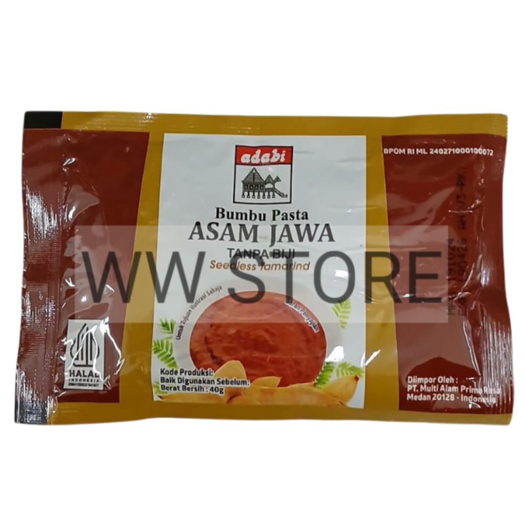 

Bumbu pasta asam jawa tanpa biji halal MUI adabi Seedless Tamarind 40g
