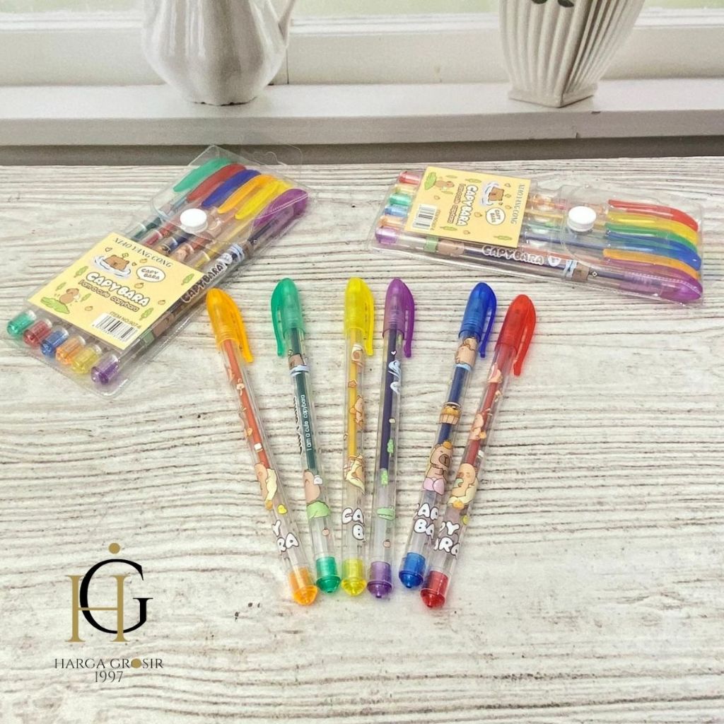 

PULPEN WARNA WARNI 1 SET ISI 6 PCS CAPYBARA PGK-1981 BOLPEN ALAT TULIS LUCU