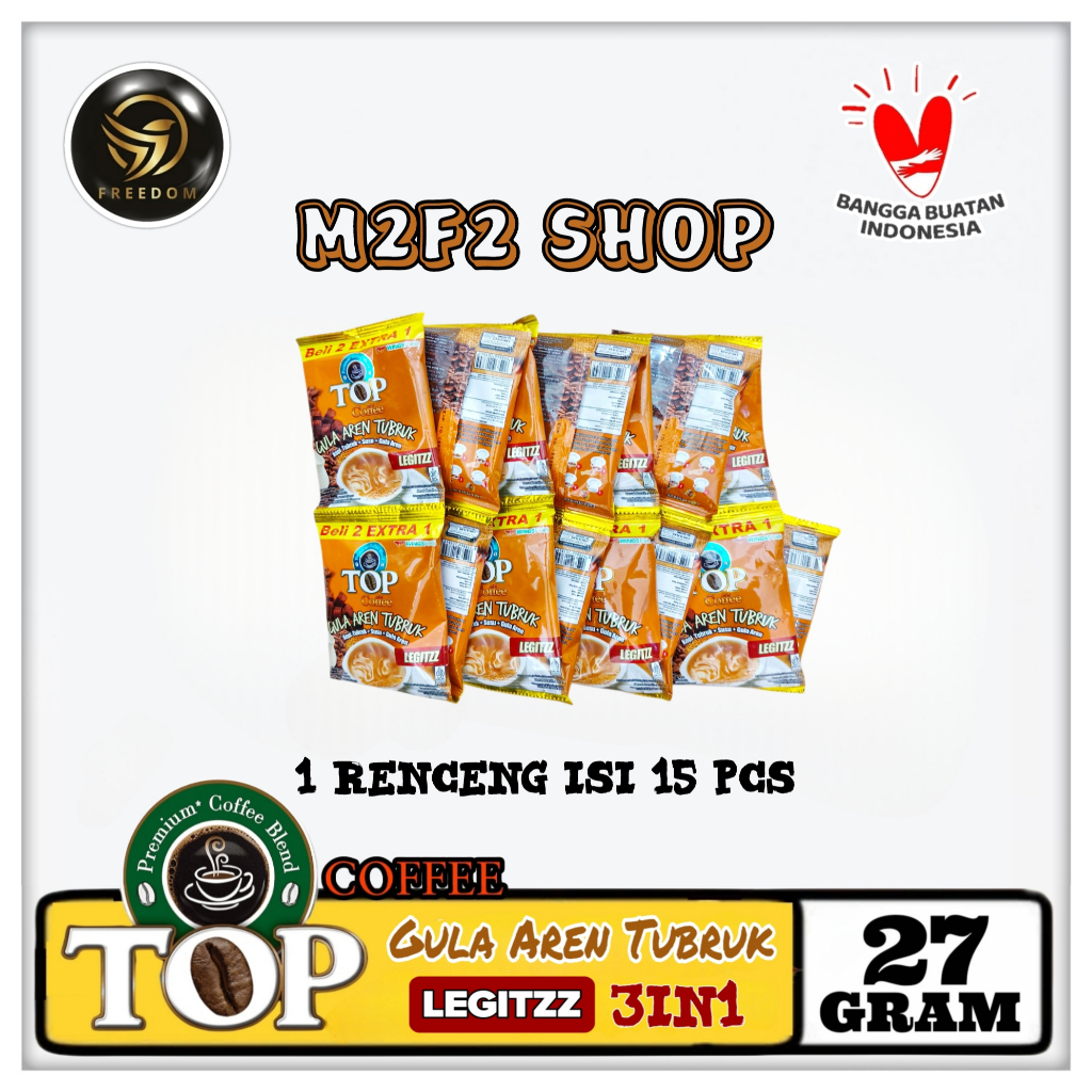 

Kopi TOP Gula Aren Tubruk 3in1 Legitzz | Kopi Bubuk Sachet - 27 gr (Kemasan 1 Renceng)