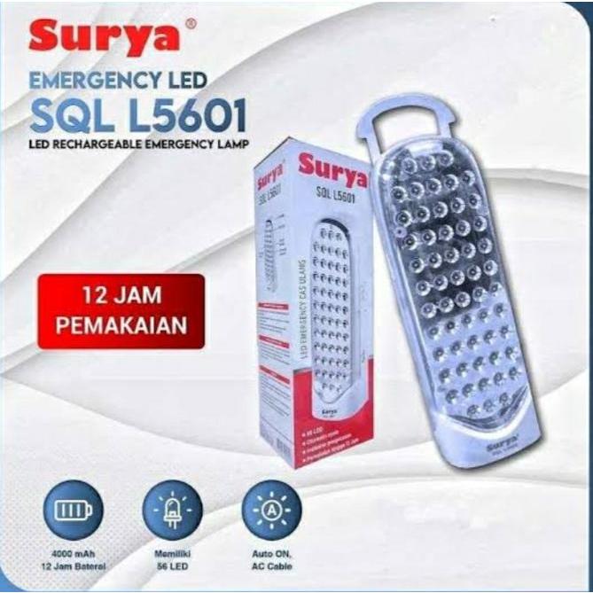 Lampu Cas Surya SQL L5601 LED RECHARGEABLE EMERGENCY LAMP pemakain 12 JAM Original 100%